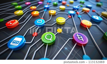 Abstract futuristic technology big data transfer or connecting Abstract futuristic technology big data transfer or connecting 113132869