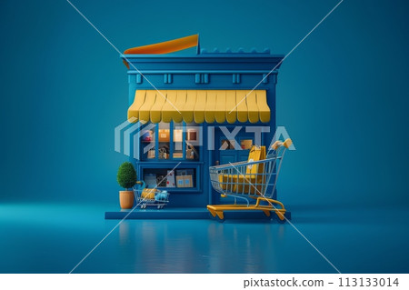 Cart and shopping online and purchase concept 113133014