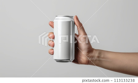 Mockup aluminium can product. Beverage product with copy space 113133238