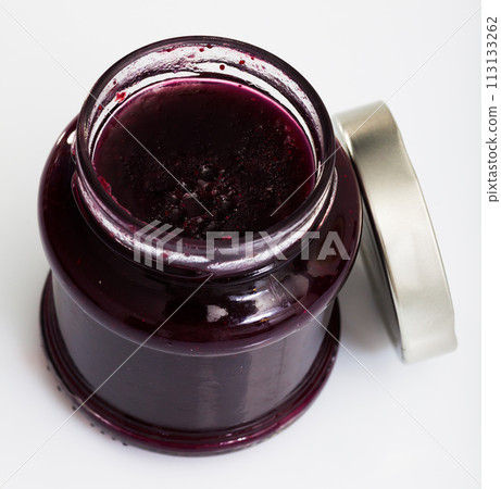 Blueberry jam in glass jar Blueberry jam in glass jar 113133262