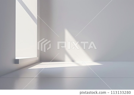 A white wall with a tree branch casting a shadow on it 113133280