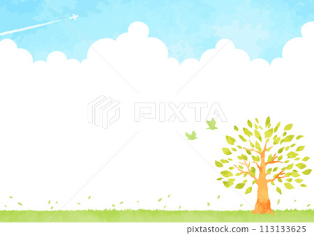 Landscape illustration with big tree Landscape illustration with big tree 113133625