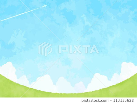簡單的藍天與田野風景圖 113133628