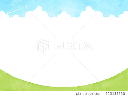 簡單的草原和藍天背景圖 113133630