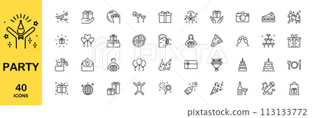 Line icon set about party 113133772