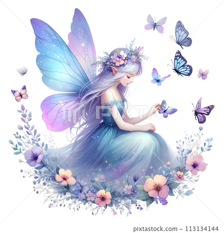 cute fairy with butterfly  113134144