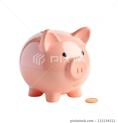 piggy bank with coins. Pastel background. 3D rendering. Financial and investment business concepts piggy bank with coins. Pastel background. 3D rendering. Financial and investment business concepts 113134212