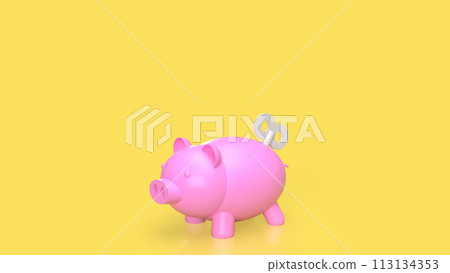 The Piggy Bank and wind up for earn or saving concept 3d rendering. The Piggy Bank and wind up for earn or saving concept 3d rendering. 113134353