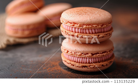 Close-up of multicolored macaroon 113135229