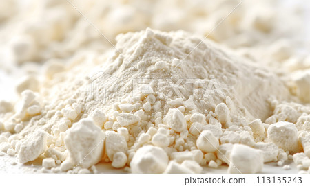 Ingredient white powder, sitting on a white surface 113135243