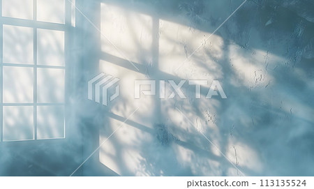 Electric blue sky casts a shadow on the wall through the window Electric blue sky casts a shadow on the wall through the window 113135524