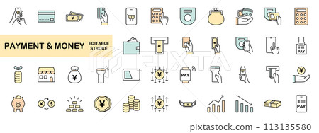 Money and various payment method icon set color Money and various payment method icon set color 113135580