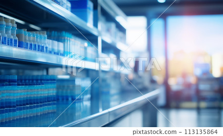 The blurred abstract background of the pharmacy. The blurred abstract background of the pharmacy. 113135864