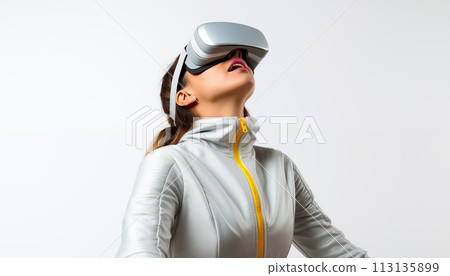 Woman in VR glasses. Woman in VR glasses. 113135899