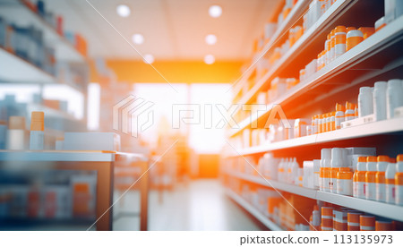 The blurred abstract background of the pharmacy. 113135973