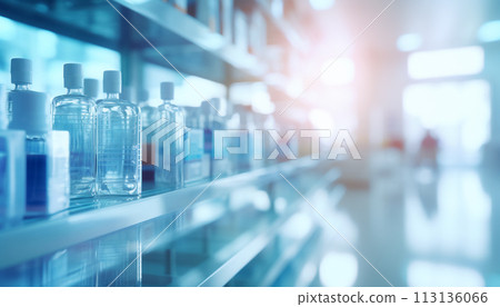 The blurred abstract background of the pharmacy. 113136066