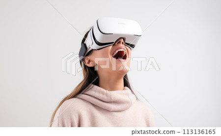 Woman in VR glasses. 113136165