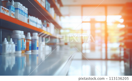 The blurred abstract background of the pharmacy. The blurred abstract background of the pharmacy. 113136205