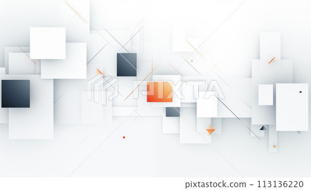 Abstract white background with geometric shapes. Hotel and office paintings. 113136220