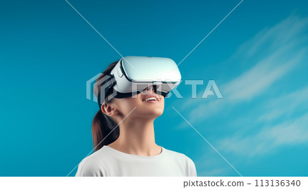 Woman in VR glasses. Woman in VR glasses. 113136340
