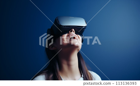Woman in VR glasses. 113136393