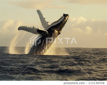 A Majestic Humpback Whale Breaching 113136548