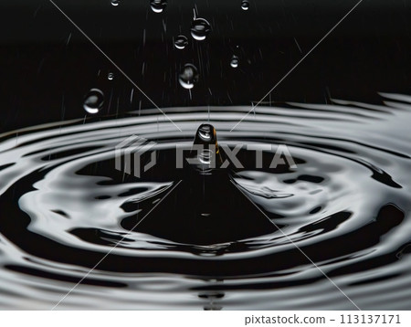 A stunning capture of water drops colliding in mid-air, showcasing dynamic fluid motion A stunning capture of water drops colliding in mid-air, showcasing dynamic fluid motion 113137171