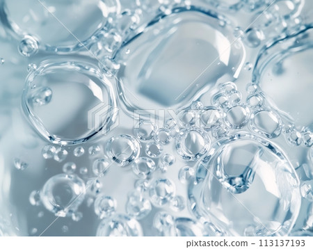 A close-up abstract view of colorful liquid bubbles, creating a mesmerizing pattern 113137193