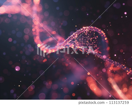Glowing digital representation of a DNA molecule, symbolizing bioinformatics and genetic research 113137259