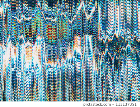 Glitch background. Digital distortion. Blue orange white black color frequency noise vibration wave design art illustration abstract texture. Glitch background. Digital distortion. Blue orange white black color frequency noise vibration wave design art illustration abstract texture. 113137351