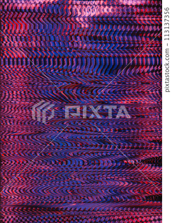 Glitch background. Digital distortion. Pink blue black color frequency noise vibration wave design art illustration abstract texture. Glitch background. Digital distortion. Pink blue black color frequency noise vibration wave design art illustration abstract texture. 113137356
