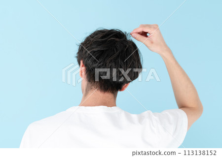 Hair care middle-aged man back view 113138152