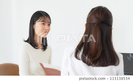 Female patient undergoing examination Female patient undergoing examination 113138534
