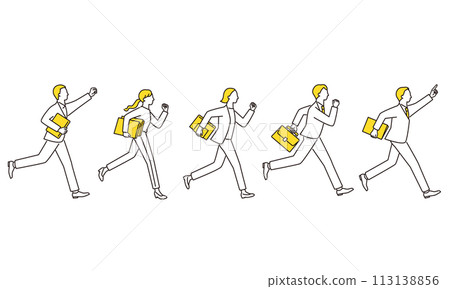 Business person running with bags and documents 113138856