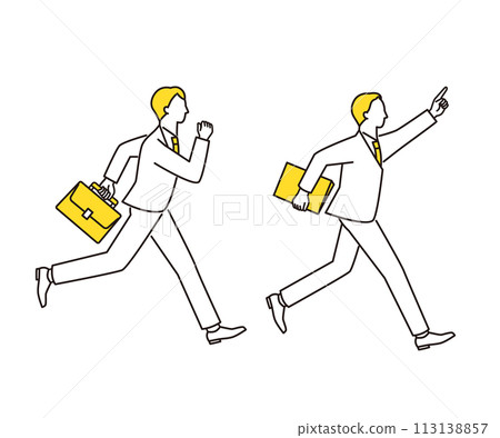 帶著袋子和文件奔跑的商人 帶著袋子和文件奔跑的商人 113138857