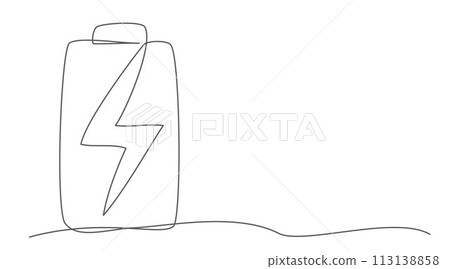 Battery One line drawing isolated on white background 113138858
