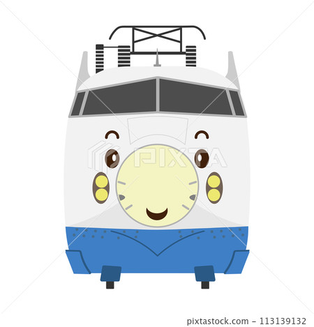 Illustration of the 0 series Shinkansen with a cute smiley face Illustration of the 0 series Shinkansen with a cute smiley face 113139132