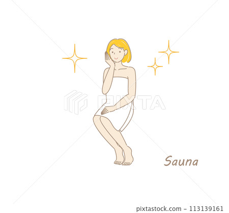 可愛的桑拿愛好者，在桑拿中淨化身心，閃閃發光。Toto桑拿女孩 113139161