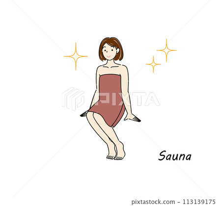 可愛的桑拿愛好者，在桑拿中淨化身心，閃閃發光。Toto桑拿女孩 113139175