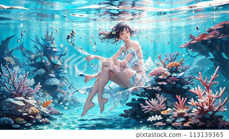 in the water, female, lady 113139365