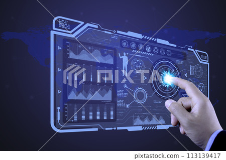 5G Technology networks Internet connecting wireless devices around the world. 5G technology is essential to businesses in the digital world with smartphones in hand and icons connected to each other. 113139417