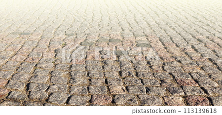 Texture of stone pavement tiles cobblestones bricks background 113139618