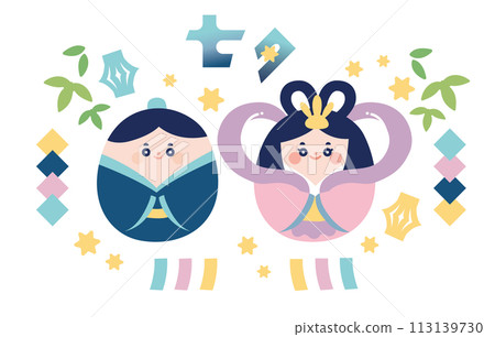 Illustration of cute Tanabata 113139730