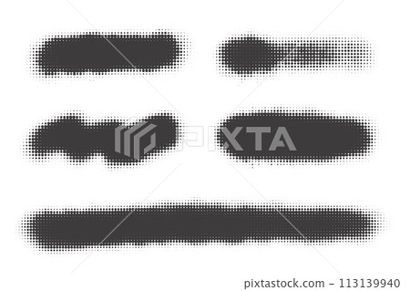 Halftone dotted shapes on white background. Vector paint blob with noisy effect. Abstract splatter stroke. Vector illustration Halftone dotted shapes on white background. Vector paint blob with noisy effect. Abstract splatter stroke. Vector illustration 113139940