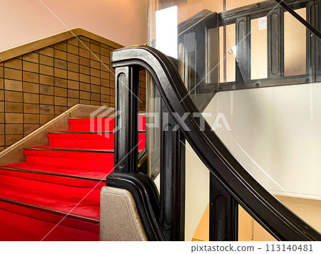 Gakushikaikan (Academic Society Hall), retro staircase, Chiyoda Ward, Tokyo, interior. Gakushikaikan (Academic Society Hall), retro staircase, Chiyoda Ward, Tokyo, interior. 113140481