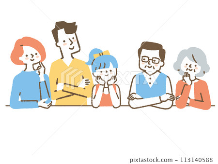 一家五口親密的朋友想像something_color 一家五口親密的朋友想像something_color 113140588