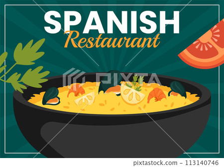 Spanish Restaurant Social Media Background Flat Cartoon Hand Drawn Templates Illustration Spanish Restaurant Social Media Background Flat Cartoon Hand Drawn Templates Illustration 113140746