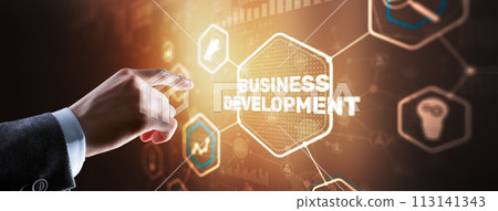 Business Development. Financial Plan Strategy Development Process Graphic 3D Concept Business Development. Financial Plan Strategy Development Process Graphic 3D Concept 113141343