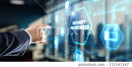 Virtual display button: Security Awareness Business, Technology, Internet and network concept Virtual display button: Security Awareness Business, Technology, Internet and network concept 113141347