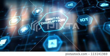Digital disruption background. Innovation business technology concept 113141369